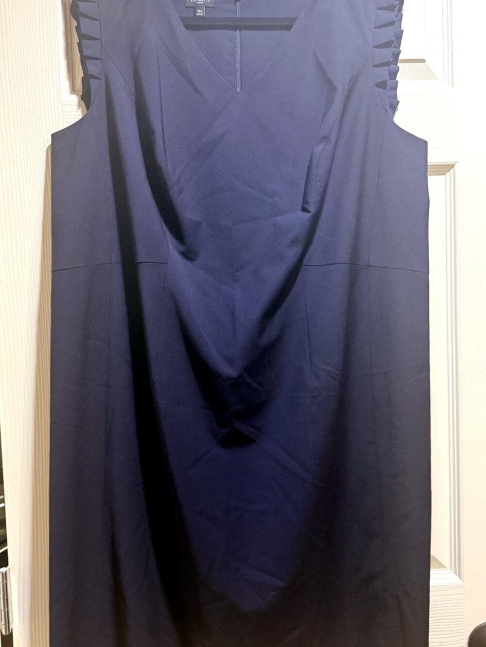Talbots Woman Navy Ruffle Sleeve Sheath Dress 16W